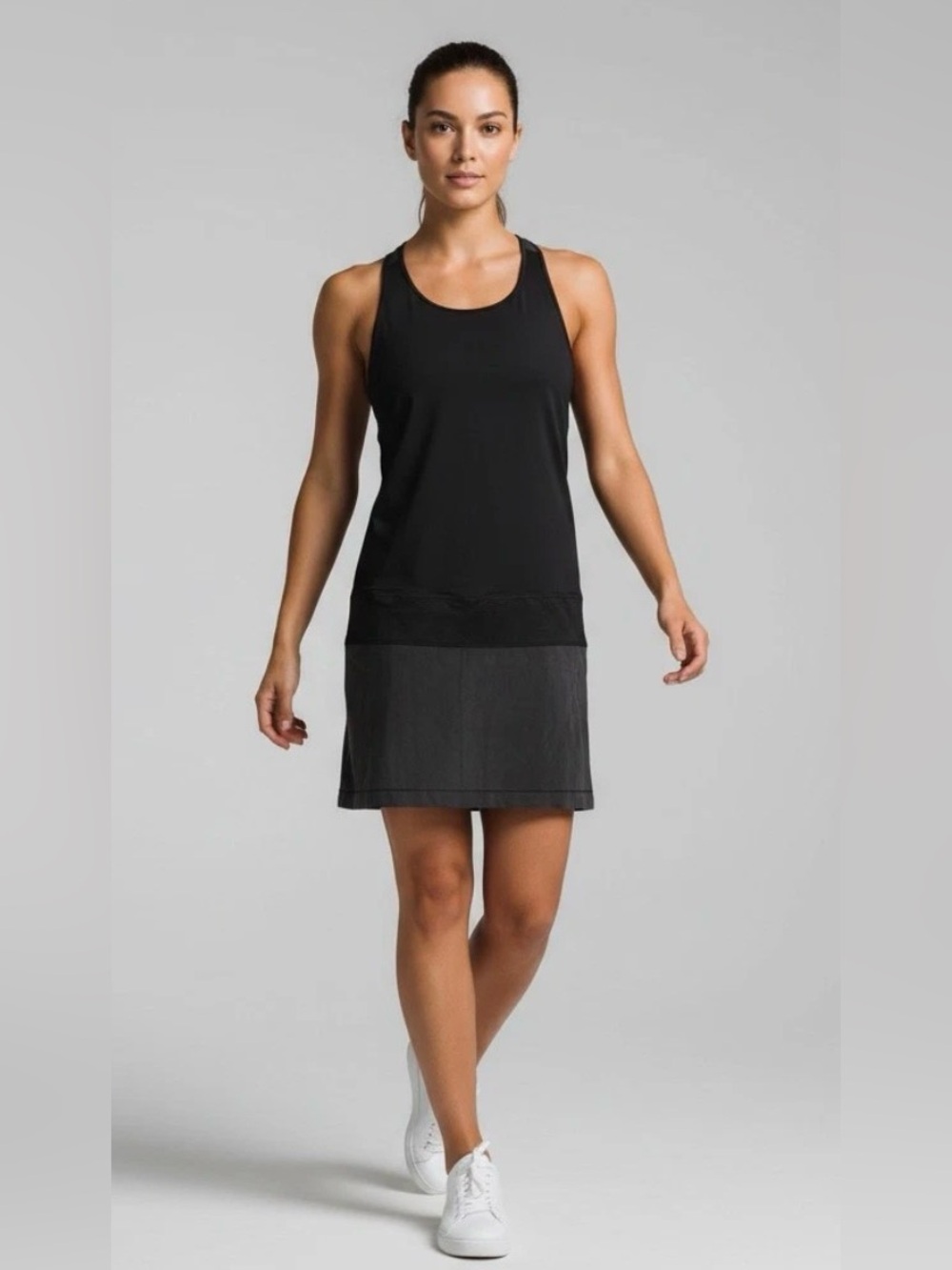 Lululemon Blissed Out Dress Black Gray Racerback Athleisure Tennis Mini Tank 6